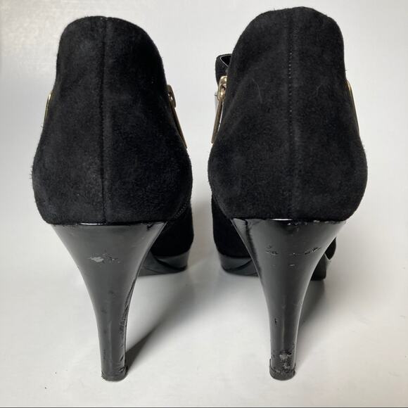 Whimsigoth Bocambria Suede Booties Black size US 8 Patent Leather trim - Picture 4 of 10